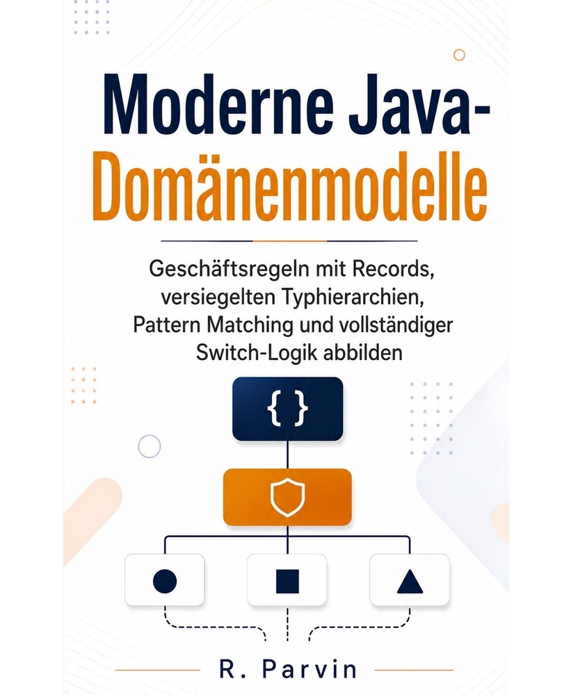 Moderne Java-Domänenmodelle: Geschäftsregeln mit Records, versiegelten Typhierarchien, Pattern Matching und vollständiger Switch-Logik abbilden cover