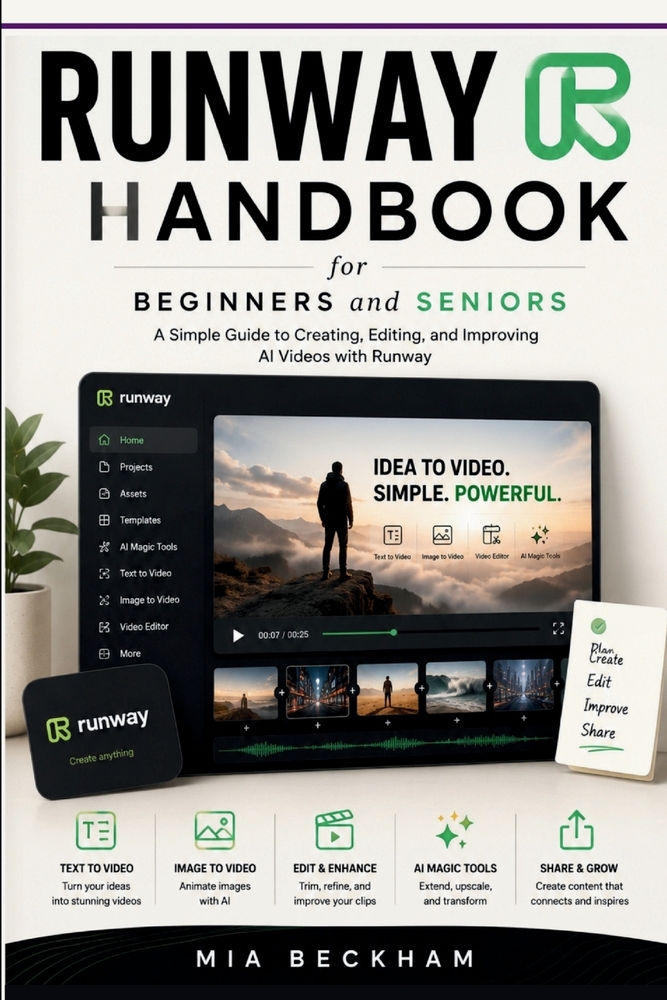 Updated Runway Handbook for Beginners and Seniors: A Simple Guide to Creating, Editing, and Improving Videos with Artificial Intelligence cover