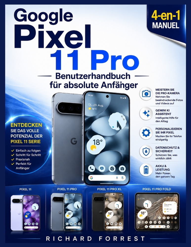 Google Pixel 11Pro Benutzerhandbuch für absolute: Anfänger Einfache Einrichtung, intelligente Funktionen, Gemini AI, Kameratools, Sicherheit und Tipps cover