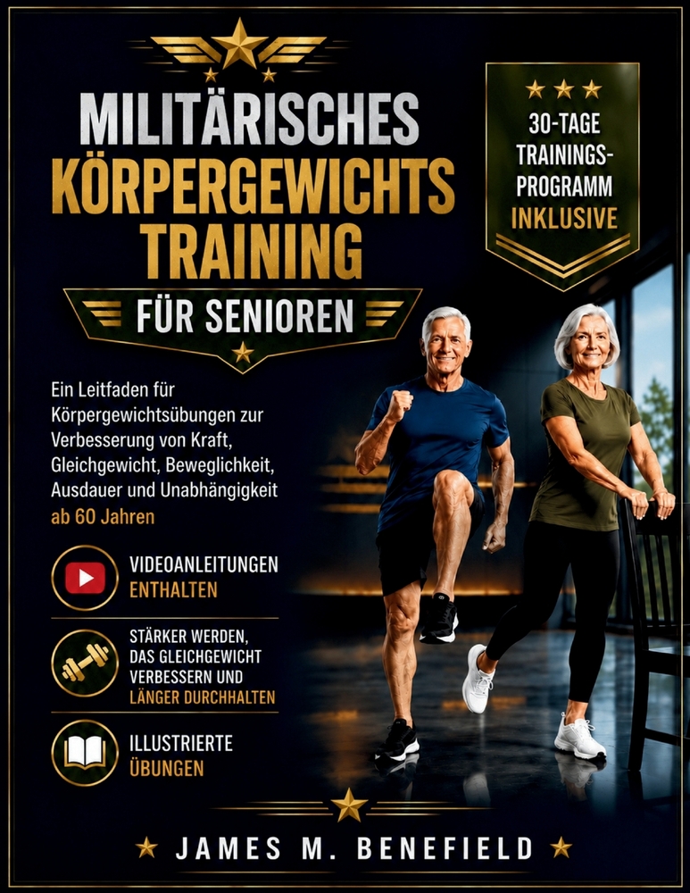 Militärisches Körpergewichtstraining Für Senioren: Ein Leitfaden für Körpergewichtsübungen zur Verbesserung von Kraft, Gleichgewicht, Beweglichkeit, A cover