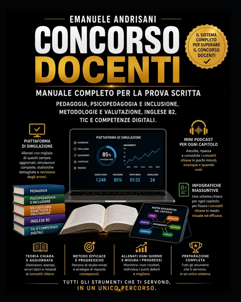 Concorso Docenti: Manuale completo per la prova scritta Pedagogia, psicopedagogia e inclusione, metodologie e valutazione, inglese B2, TIC e competenz cover