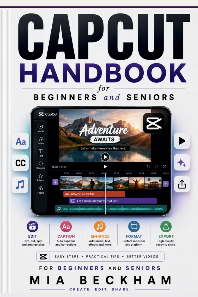 Updated CapCut Handbook for Beginners and Seniors: A Simple Guide to Editing Videos, Adding Effects, Creating Captions, and Making Better Content cover