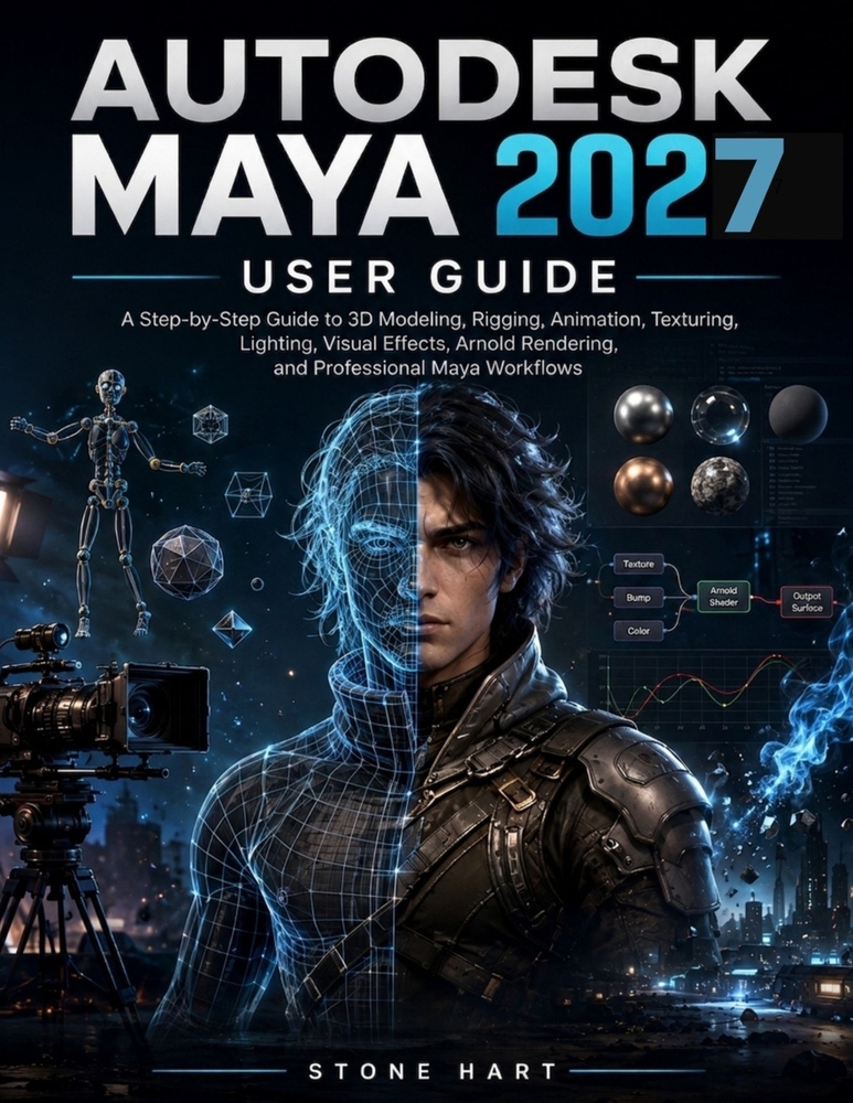 Autodesk Maya 2027 User Guide: A Step-by-Step Manual to 3D Modeling, Rigging, Animation, Texturing, Lighting, Visual Effects, Arnold Rendering, and Pr cover
