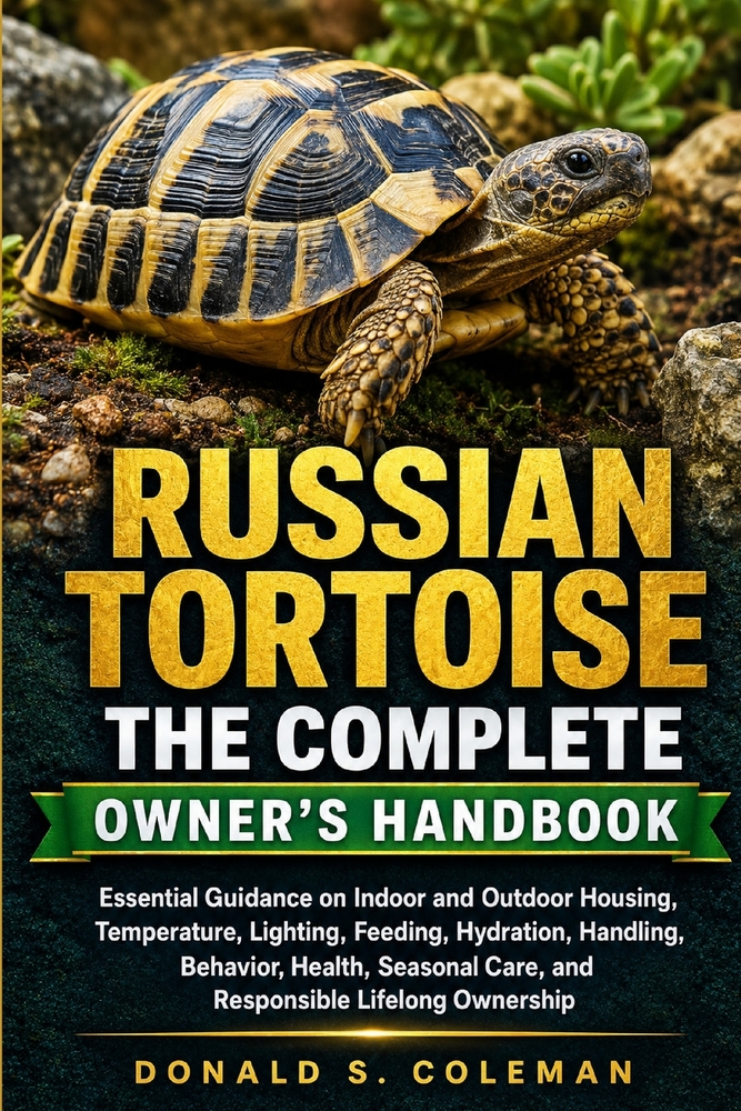 The Complete Russian Tortoise Owner's Handbook: Essential Guidance on Indoor and Outdoor Housing, Temperature, Lighting, Feeding, Hydration, Handling, cover