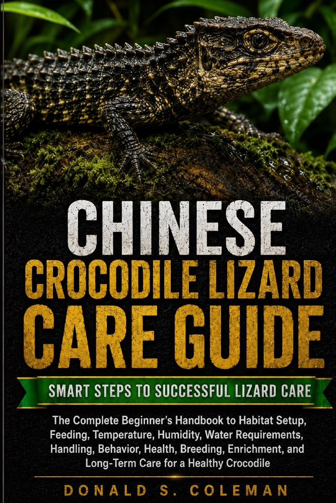 Chinese Crocodile Lizard Care Guide: The Complete Beginner's Handbook to Habitat Setup, Feeding, Temperature, Humidity, Water Requirements, Handling, cover