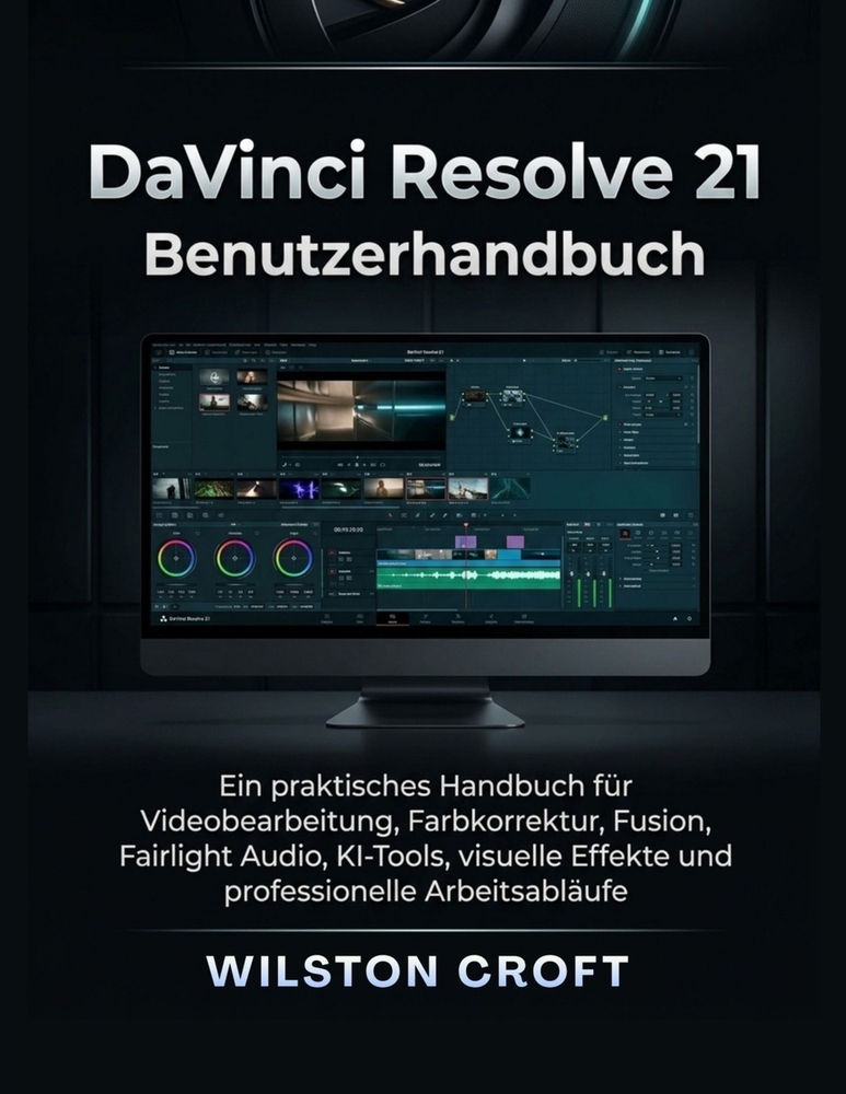 DaVinci Resolve 21 Benutzerhandbuch: Ein praktisches Handbuch für Videobearbeitung, Farbkorrektur, Fusion, Fairlight Audio, KI-Tools, visuelle Effekte cover