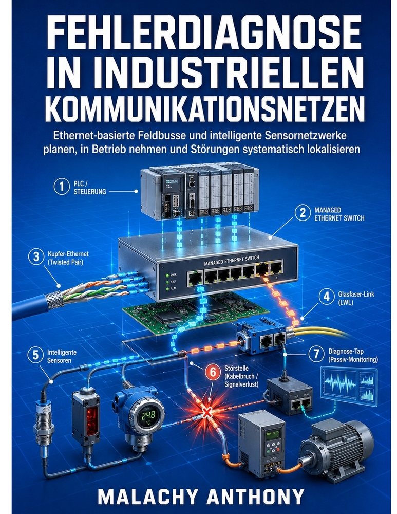 Fehlerdiagnose in industriellen Kommunikationsnetzen: Ethernet-basierte Feldbusse und intelligente Sensornetzwerke planen, in Betrieb nehmen und Störu cover