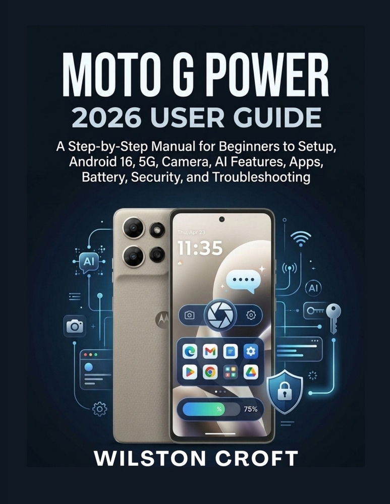 Moto G Power 2026 User Guide: A Step-by-Step Manual for Beginners to Setup, Android 16, 5G, Camera, AI Features, Apps, Battery, Security, and Troubles cover