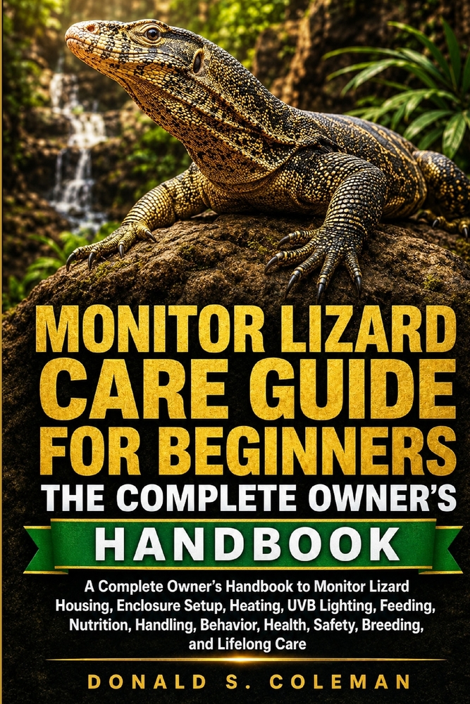 Monitor Lizard Care Guide for Beginners: A Complete Owner's Handbook to Monitor Lizard Housing, Enclosure Setup, Heating, UVB Lighting, Feeding, Nutri cover