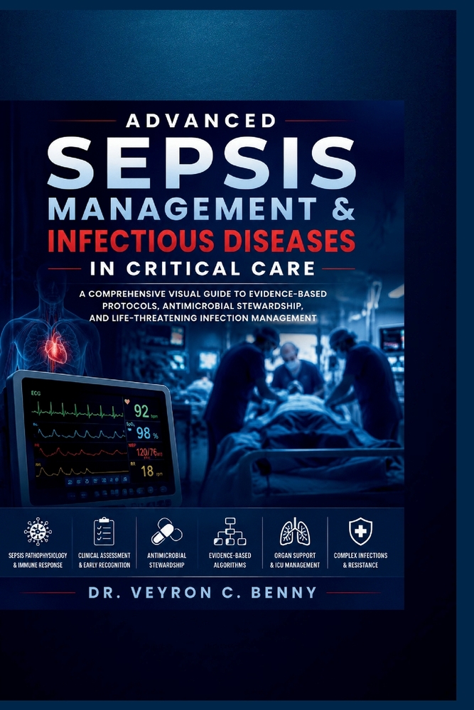 Advanced Sepsis Management & Infectious Diseases in Critical Care: A Comprehensive Visual Guide to Evidence-Based Protocols, Antimicrobial Stewardship cover