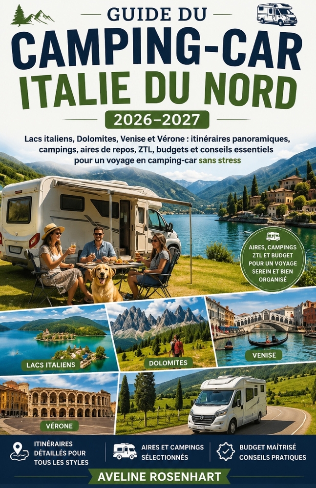 Guide Camping-Car Italie Du Nord 2026-2027: Lacs italiens, Dolomites, Venise et Vérone: itinéraires panoramiques, campings, aires de repos, ZTL, budge cover