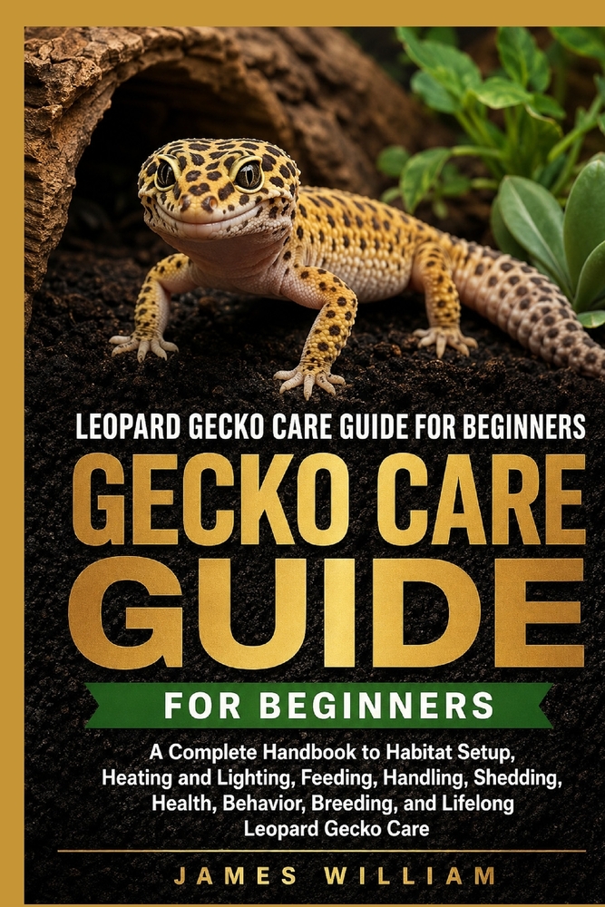 Leopard Gecko Care Guide for Beginners: A Complete Handbook to Habitat Setup, Heating and Lighting, Feeding, Handling, Shedding, Health, Behavior, Bre cover