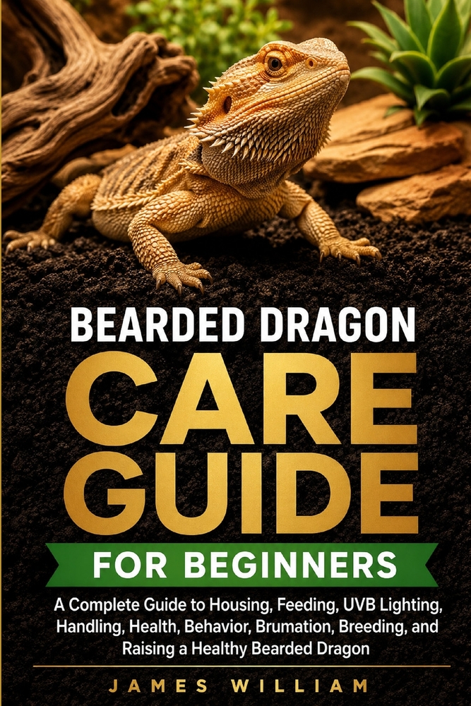 Bearded Dragon Care Guide for Beginners: A Complete Guide to Housing, Feeding, UVB Lighting, Handling, Health, Behavior, Brumation, Breeding, and Rais cover