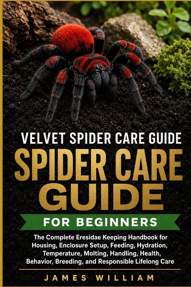 Velvet Spider Care Guide for Beginners: The Complete Eresidae Keeping Handbook for Housing, Enclosure Setup, Feeding, Hydration, Temperature, Molting, cover