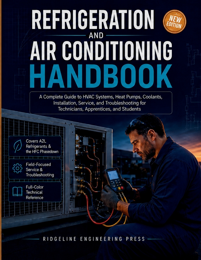Refrigeration and Air Conditioning Handbook: A Complete Guide to HVAC Systems, Heat Pumps, Coolants, Installation, Service, and Troubleshooting for Te cover