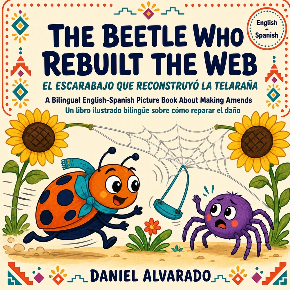 The Beetle Who Rebuilt the Web - El escarabajo que reconstruyó la telaraña: A Bilingual English-Spanish Picture Book About Making Amends / Un libro il cover