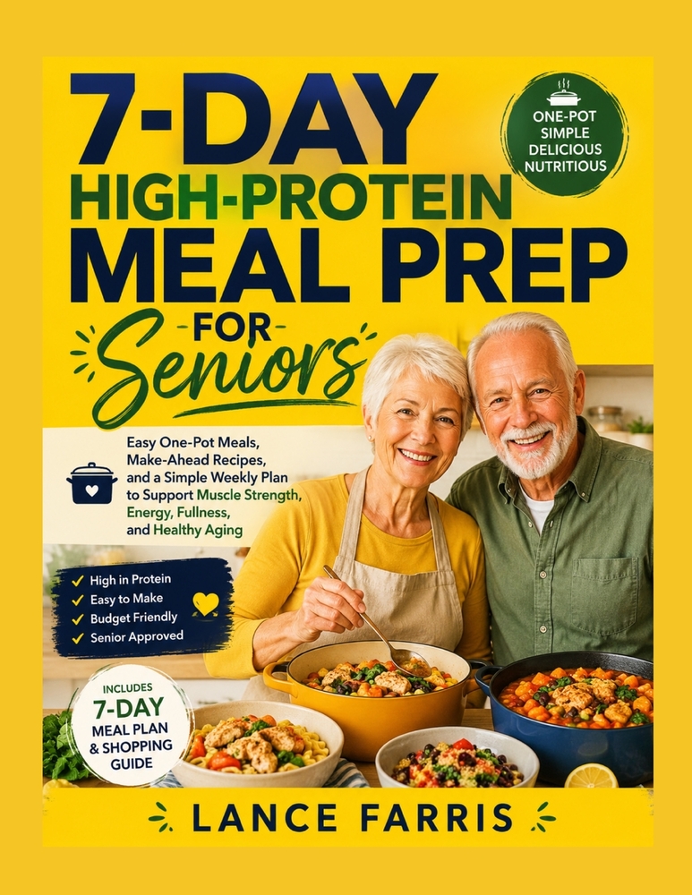 7-Day High-Protein Meal Prep for Seniors: Easy One-Pot Meals, Make-Ahead Recipes, and a Simple Weekly Plan to Support Muscle Strength, Energy, Fullnes cover