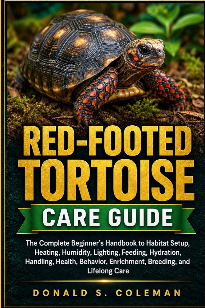 Red-Footed Tortoise Care Guide: The Complete Beginner's Handbook to Habitat Setup, Heating, Humidity, Lighting, Feeding, Hydration, Handling, Health, cover