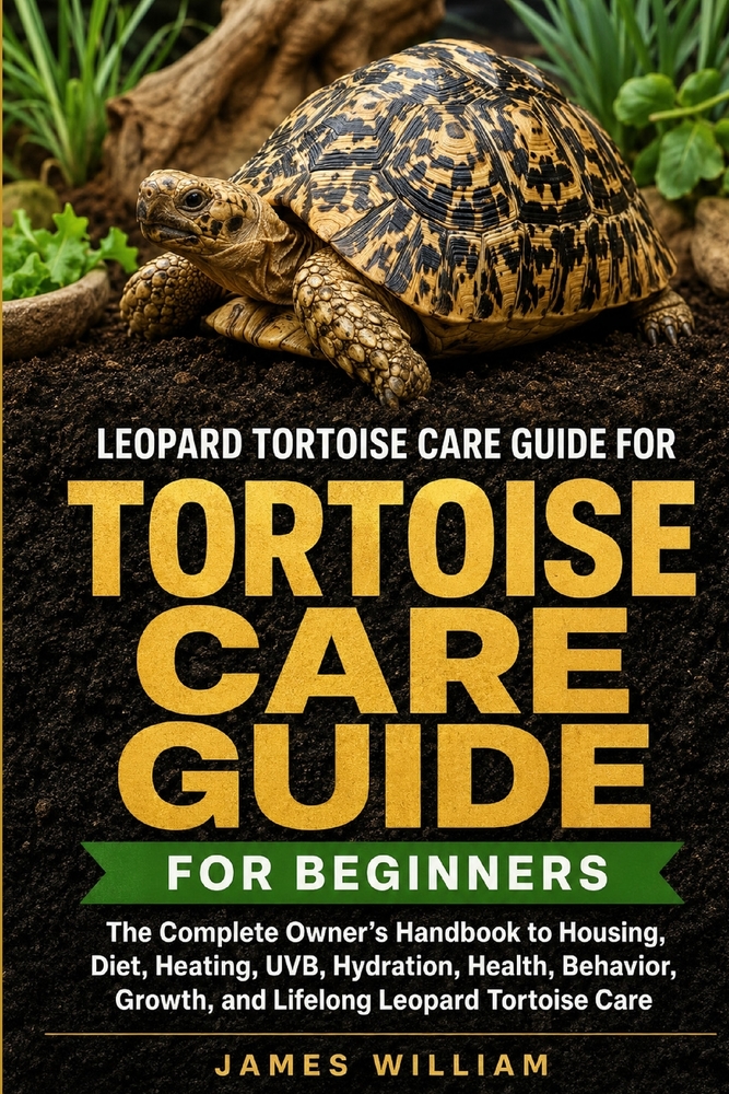 Leopard Tortoise Care Guide for Beginners: The Complete Owner's Handbook to Housing, Diet, Heating, UVB, Hydration, Health, Behavior, Growth, and Life cover