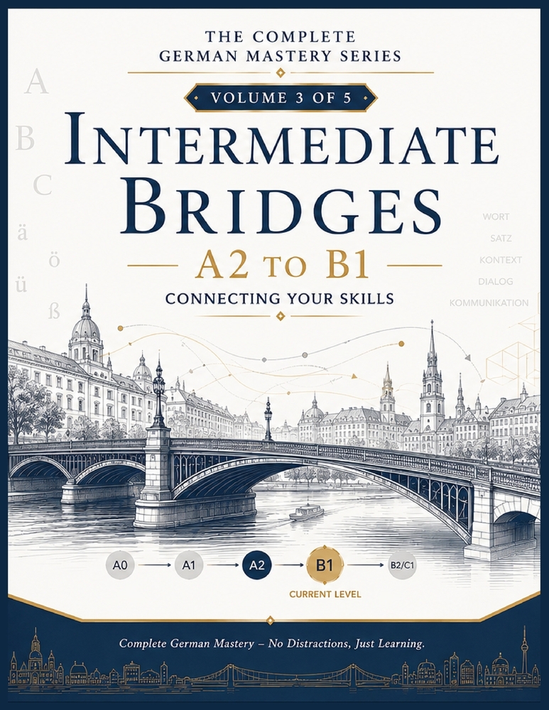 INTERMEDIATE BRIDGES - A2 to B1: Connecting Your Skills: An Intermediate German Course for Adults with Grammar, Vocabulary, Conversation, Reading & Wr cover