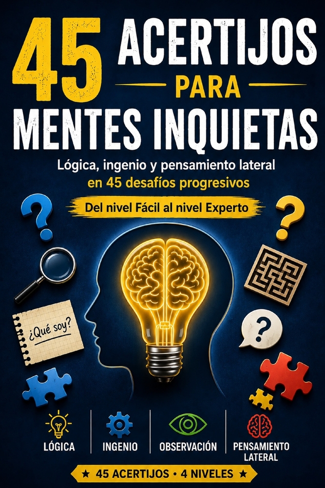 Desafía tu Mente: 45 Acertijos: Lógica, ingenio y retos mentales cover