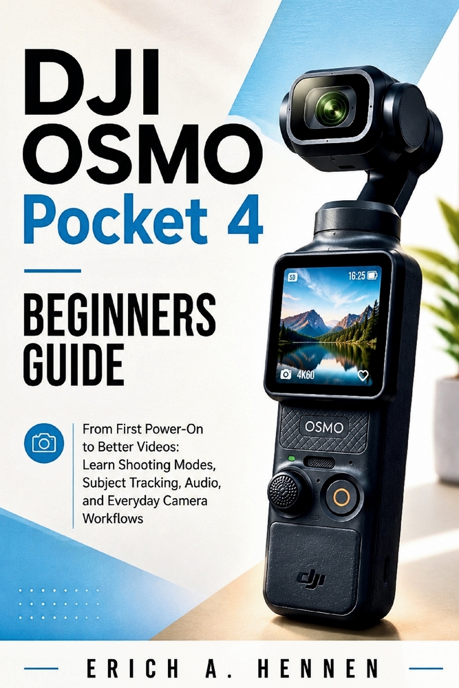 DJI Osmo Pocket 4 Beginners Guide: From First Power-On to Better Videos: Learn Shooting Modes, Subject Tracking, Audio, and Everyday Camera Workflows cover