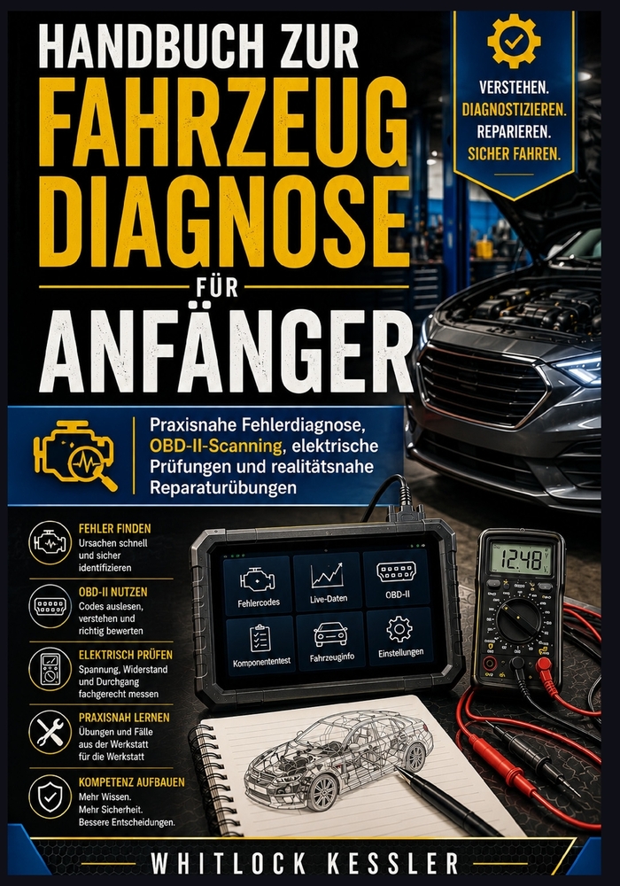 Handbuch zur Fahrzeugdiagnose für Anfänger: Praxisnahe Fehlerdiagnose, OBD-II-Scanning, elektrische Prüfungen und realitätsnahe Reparaturübungen cover