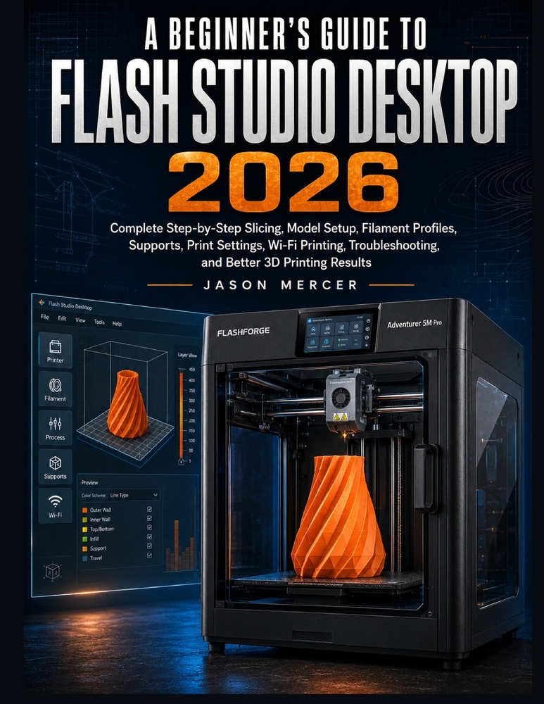 A Beginner's Guide to Flash Studio Desktop 2026: Complete Step-by-Step Slicing, Model Setup, Filament Profiles, Supports, Print Settings, Wi-Fi Printi cover