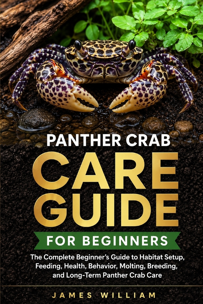Panther Crab Care Guide: The Complete Beginner's Guide to Habitat Setup, Feeding, Health, Behavior, Molting, Breeding, and Long-Term Panther Crab Care cover