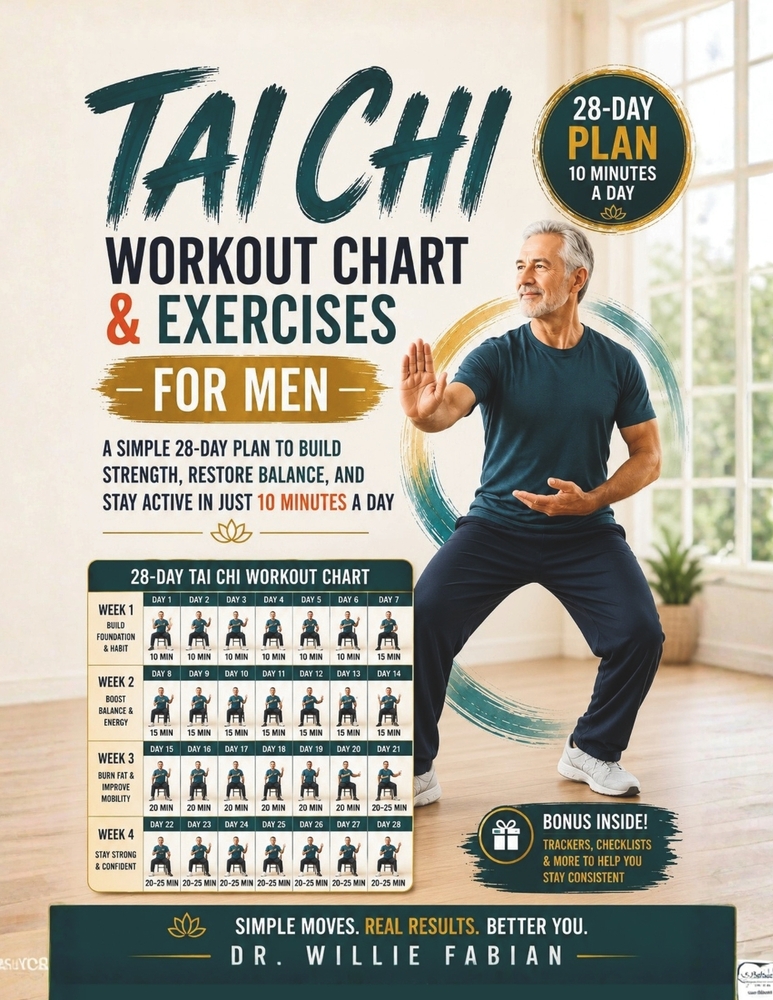 Tai Chi Workout Chart & Exercises for Men: A 28-Day Plan to Build Strength, Restore Balance, and Stay Active in Just 10 Minutes a Day cover