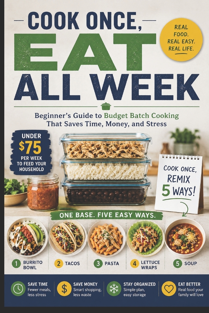 Cook Once, Eat All Week: Beginner's Guide to Budget Batch Cooking That Saves Time, Money, and Stress cover