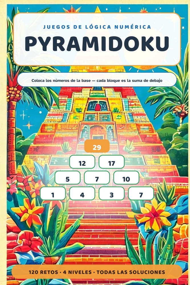 Pyramidoku: 120 juegos de lógica numérica - coloca los números y construye cada suma cover