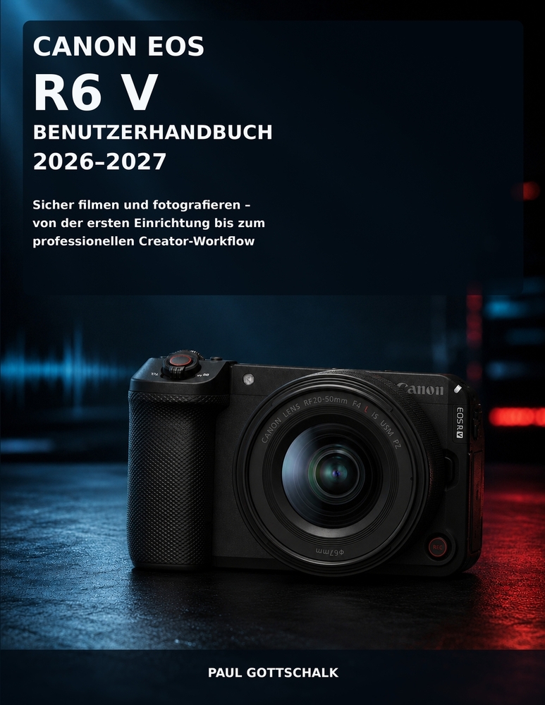 Canon EOS R6 V Benutzerhandbuch 2026-2027: Praxiswissen für sichere Einstellungen, präzisen Autofokus und professionelle Videoaufnahmen cover