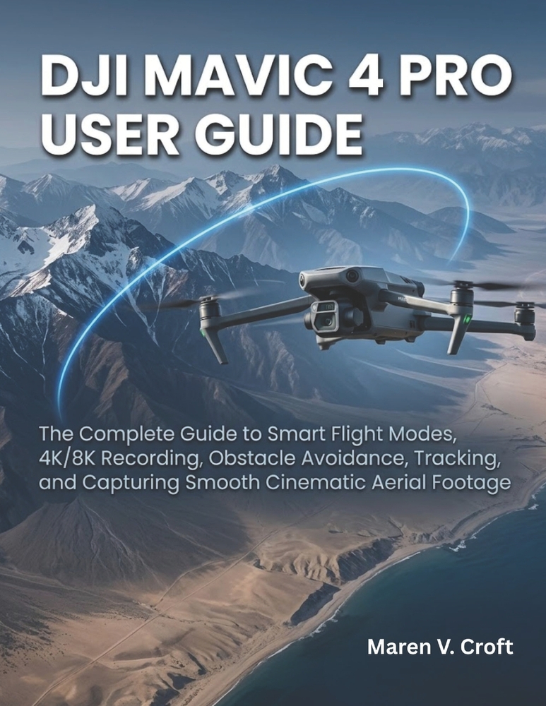 Dji Mavic 4 Pro User Guide: The Complete Guide to Smart Flight Modes, 4K/8K Recording, Obstacle Avoidance, Tracking, and Capturing Smooth Cinematic Ae cover
