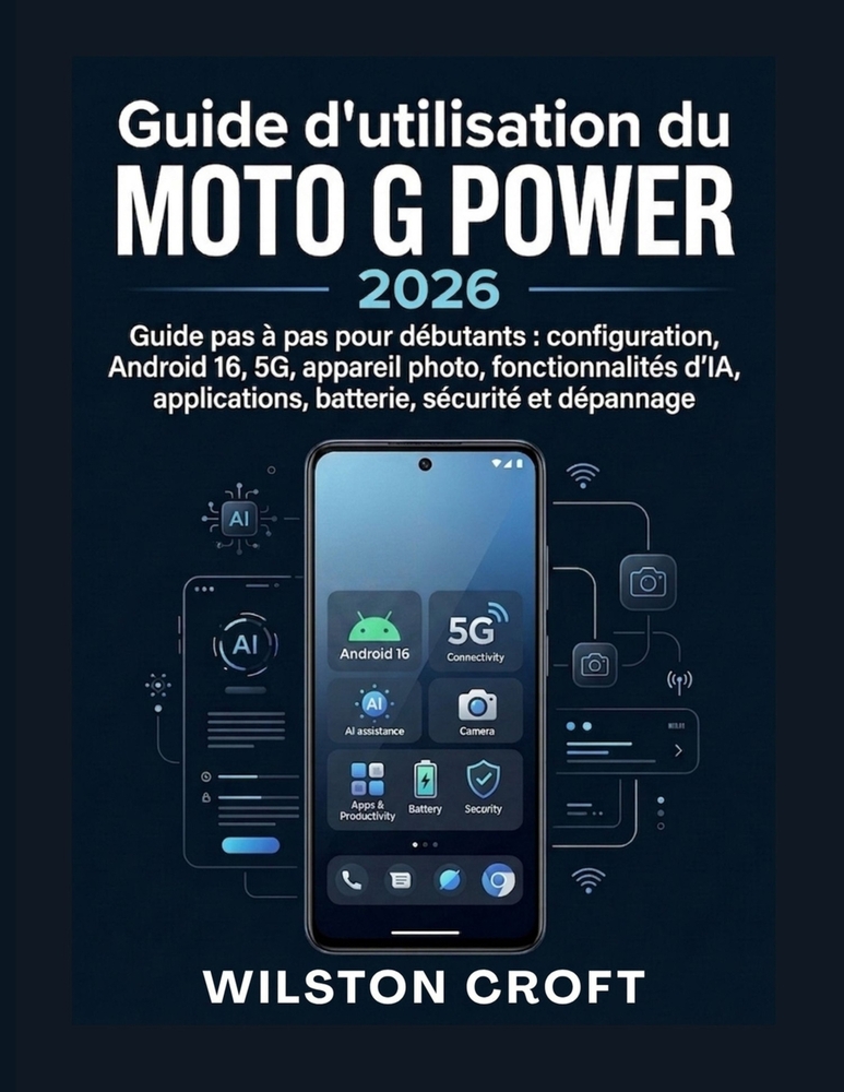 Guide d'utilisation du Moto G Power 2026: Guide pas à pas pour débutants: configuration, Android 16, 5G, appareil photo, fonctionnalités d'IA, applica cover