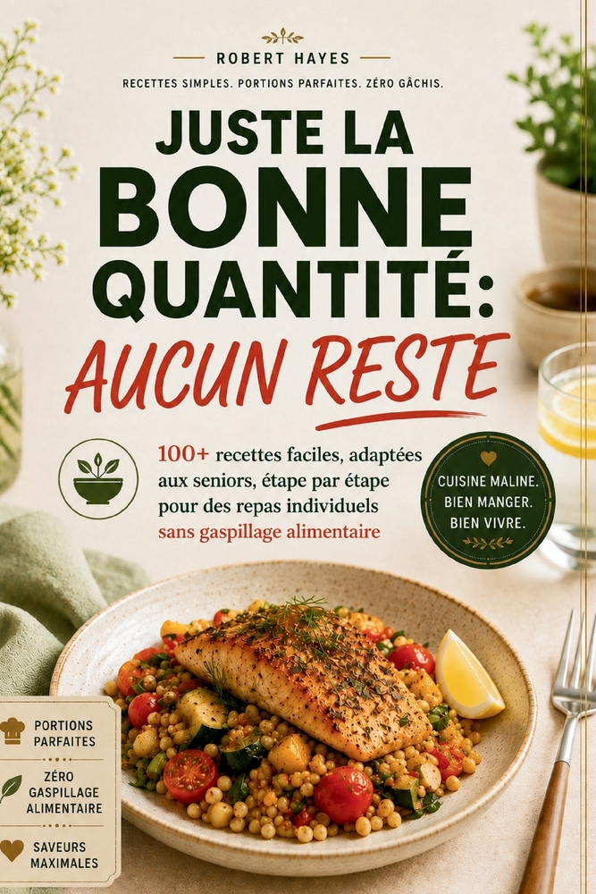 Juste La Bonne Quantité Aucun Reste: 100+ recettes faciles, adaptées aux seniors, étape par étape pour des repas individuels sans gaspillage alimentai cover