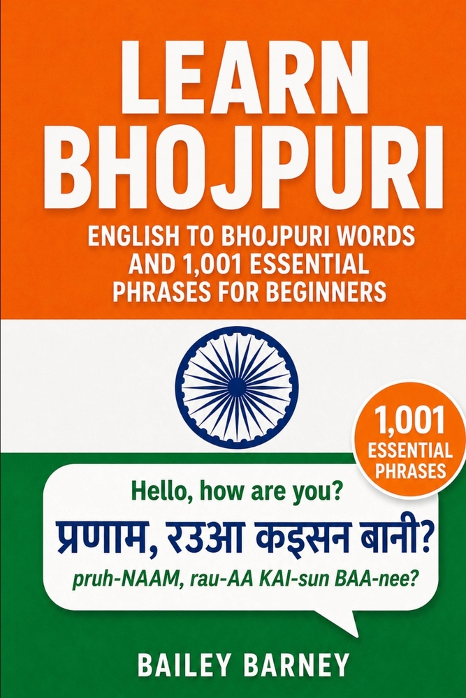 Learn Bhojpuri: English to Bhojpuri Words and 1,001 Essential Phrases for Beginners cover
