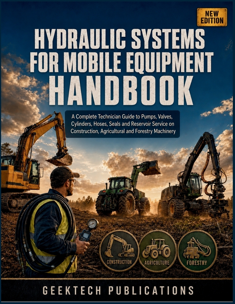 Hydraulic Systems for Mobile Equipment Handbook: A Complete Technician Guide to Pumps, Valves, Cylinders, Hoses, Seals and Reservoir Service on Constr cover