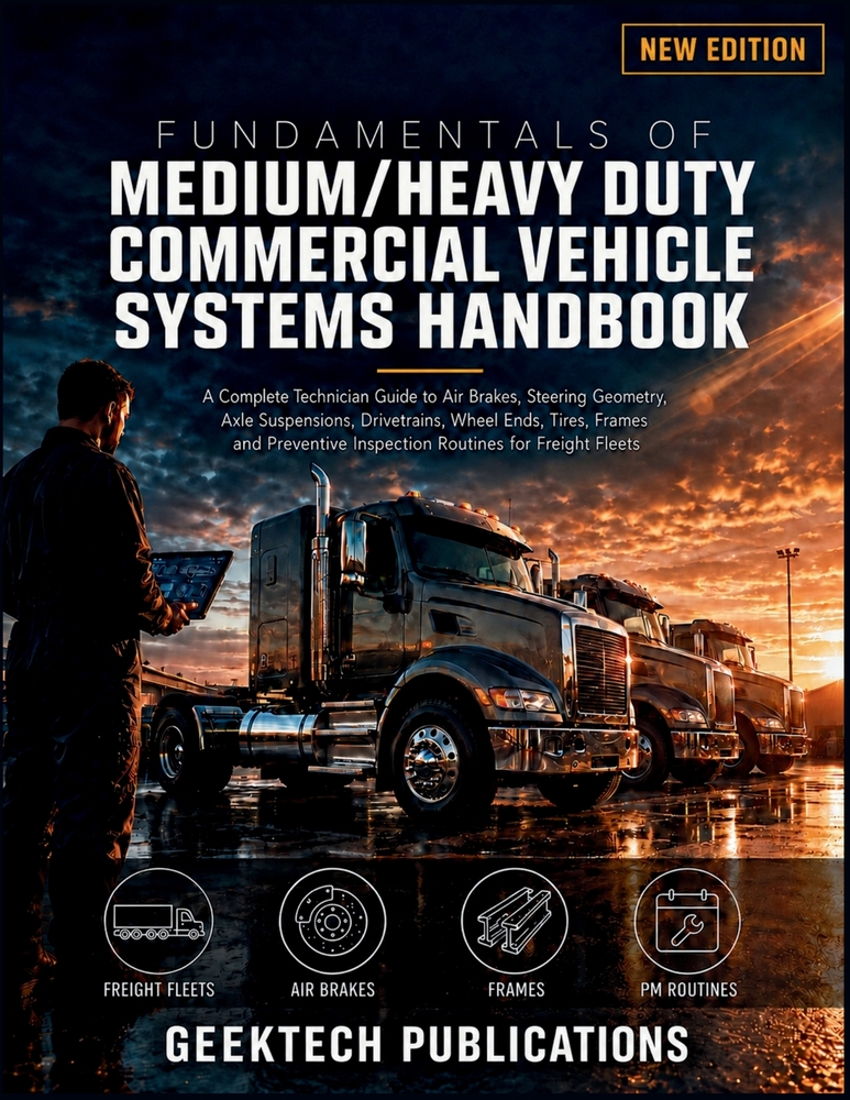 Fundamentals of Medium/Heavy Duty Commercial Vehicle Systems Handbook: A Complete Technician Guide to Air Brakes, Steering Geometry, Axle Suspensions, cover