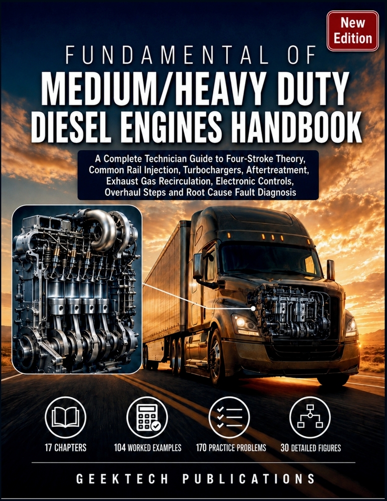 Fundamentals of Medium/Heavy Duty Diesel Engines Handbook: A Complete Technician Guide to Four-Stroke Theory, Common Rail Injection, Turbochargers, Af cover