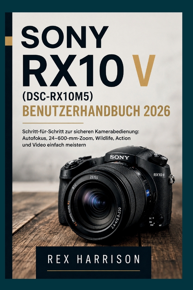 Sony RX10 V (DSC-RX10M5) Benutzerhandbuch 2026: Schritt-für-Schritt zur sicheren Kamerabedienung: Autofokus, 24-600-mm-Zoom, Wildlife, Action und Vide cover