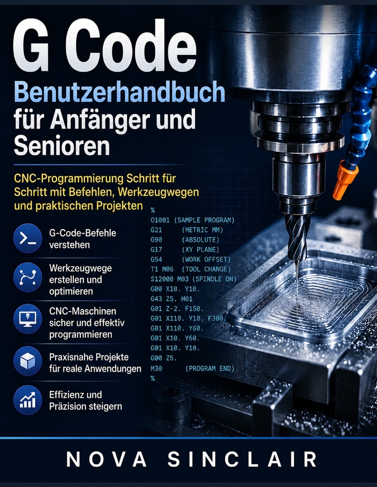 G Code Benutzerhandbuch für Anfänger und Senioren: CNC-Programmierung Schritt für Schritt mit Befehlen, Werkzeugwegen und praktischen Projekten cover