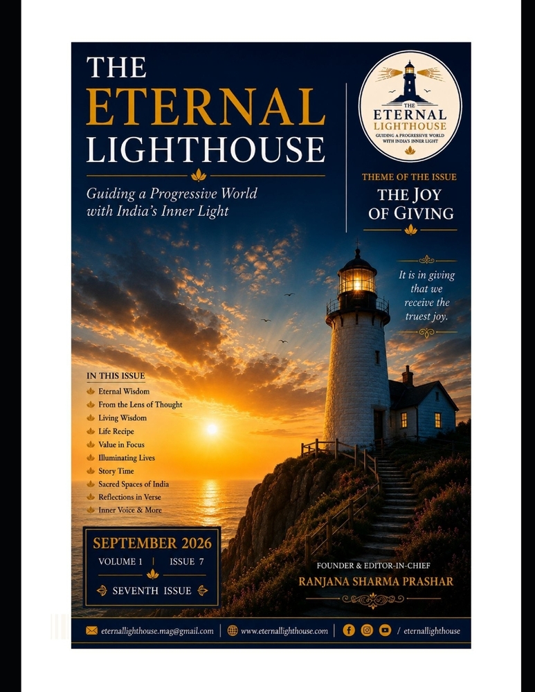 The Eternal Lighthouse: LIVING WITH PURPOSE - October 2026, Volume 1 - Issue 8: Guiding a Progressive World with India's Inner Light cover