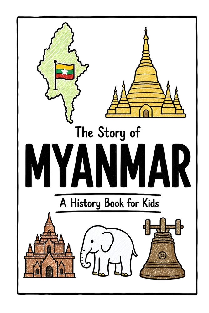 The Story of Myanmar - A History Book for Kids: A Fun, Educational, and Illustrated Journey Through Myanmar History for Children and Curious Minds cover
