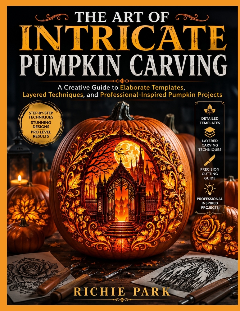 The Art of Intricate Pumpkin Carving: A Creative Guide to Elaborate Templates, Layered Techniques, and Professional-Inspired Pumpkin Projects cover