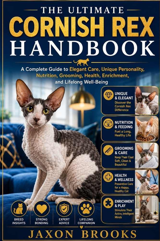 The Ultimate Cornish Rex Handbook: A Complete Guide to Elegant Care, Unique Personality, Nutrition, Grooming, Health, Enrichment, and Lifelong Well-Be cover
