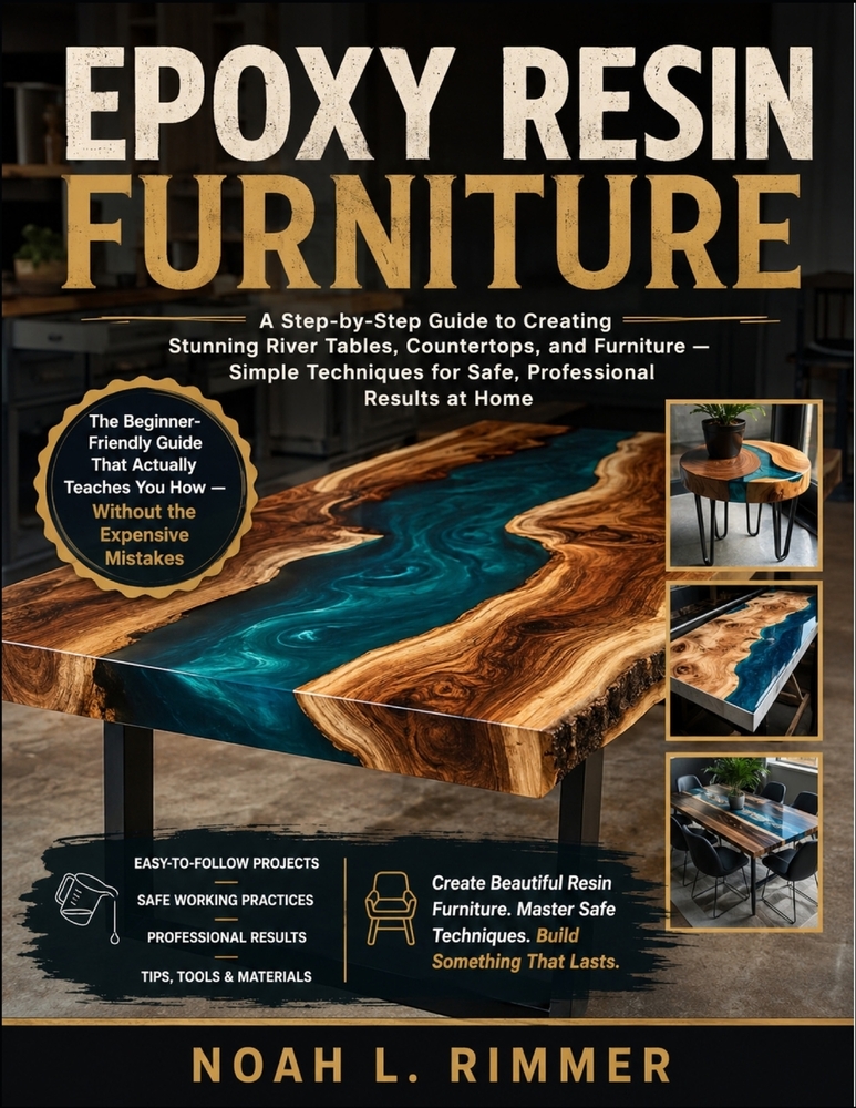 Epoxy Resin Furniture: A Step-by-Step Guide to Creating Stunning River Tables, Countertops, and Furniture - Simple Techniques for Safe, Professional R cover