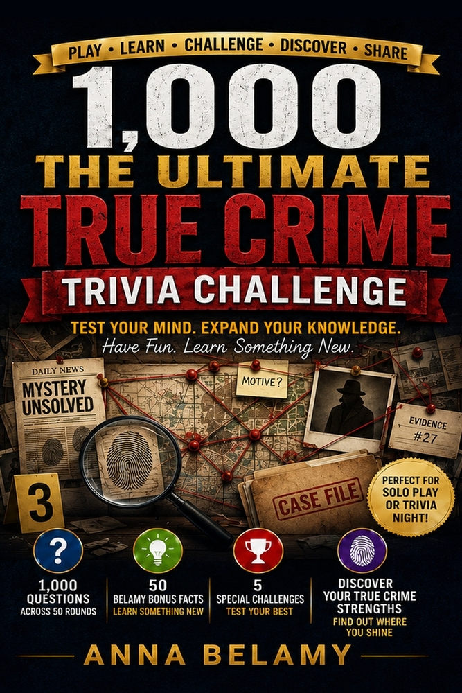 The Ultimate True Crime Trivia Challenge: 1,000 Questions About Famous Cases, Criminal Investigations, Unsolved Mysteries, Forensics, Courtroom Drama cover