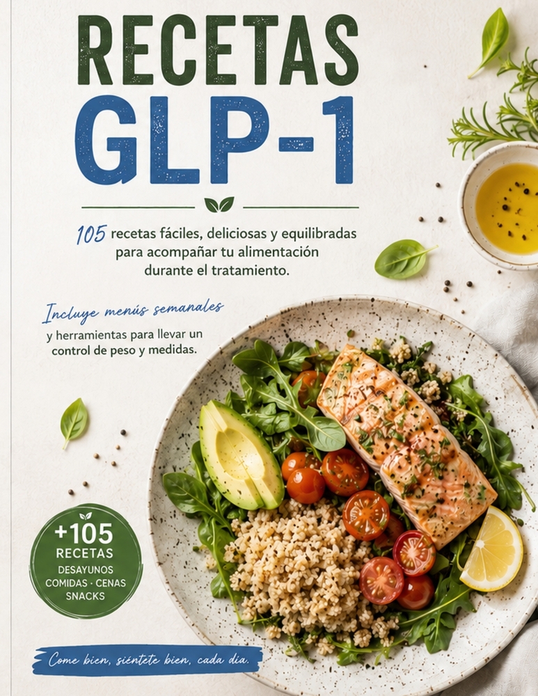 Recetas GLP-1: 105 recetas dieta fáciles, deliciosas y equilibradas para acompañar tu alimentación durante el tratamiento inyectable cover