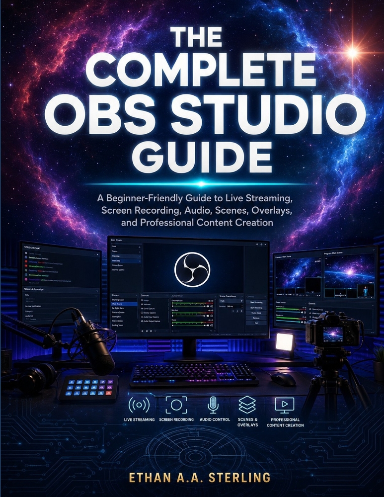 The Complete Obs Studio Guide: A Beginner-Friendly Guide to Live Streaming, Screen Recording, Audio, Scenes, Overlays, and Professional Content Creati cover
